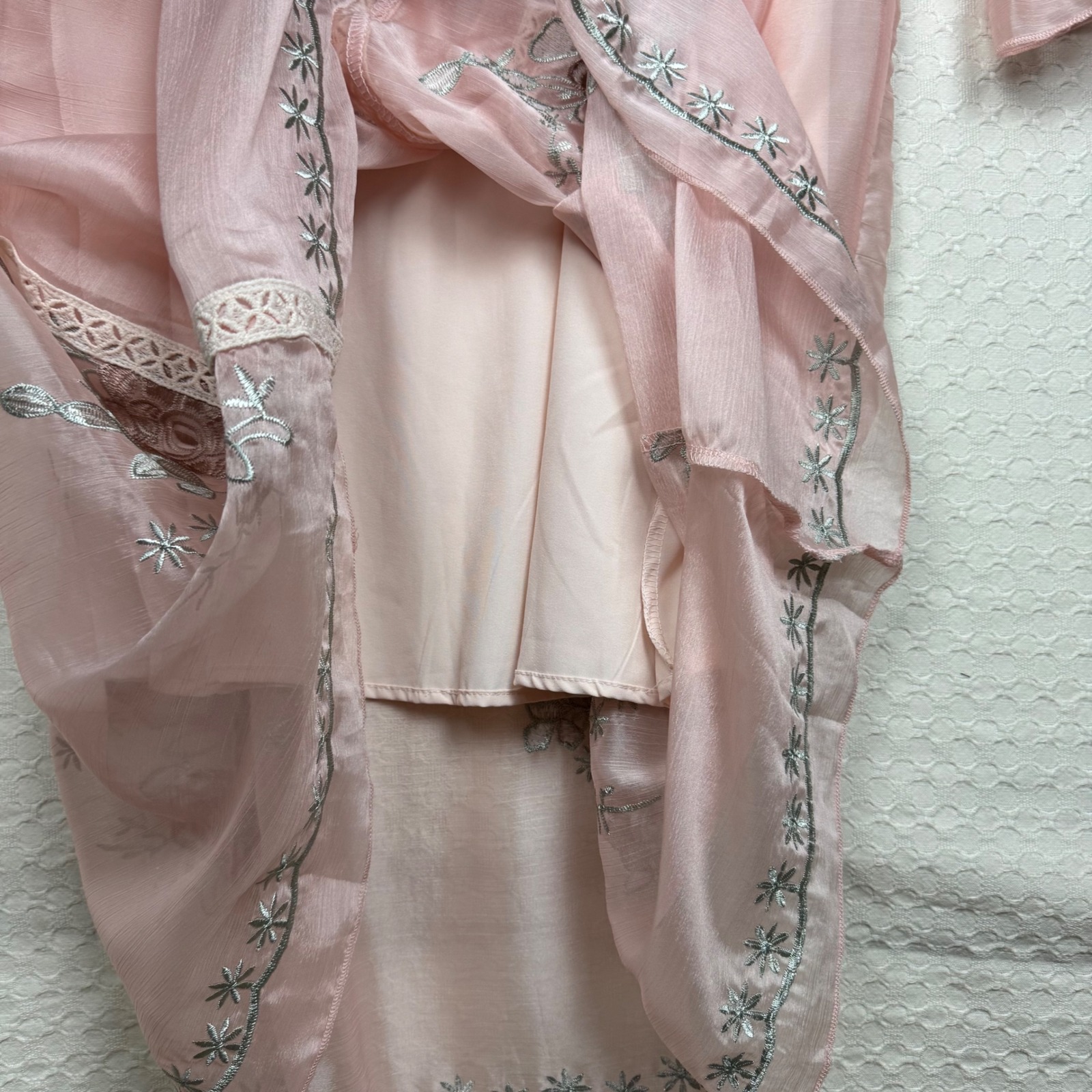 Nwt Soolinen Floral Embroidery 3d Rose Applique Dress Women Pink Midi Boho Fairy — image 4 of 8